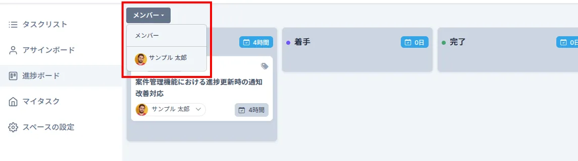 メンバーごとの進捗