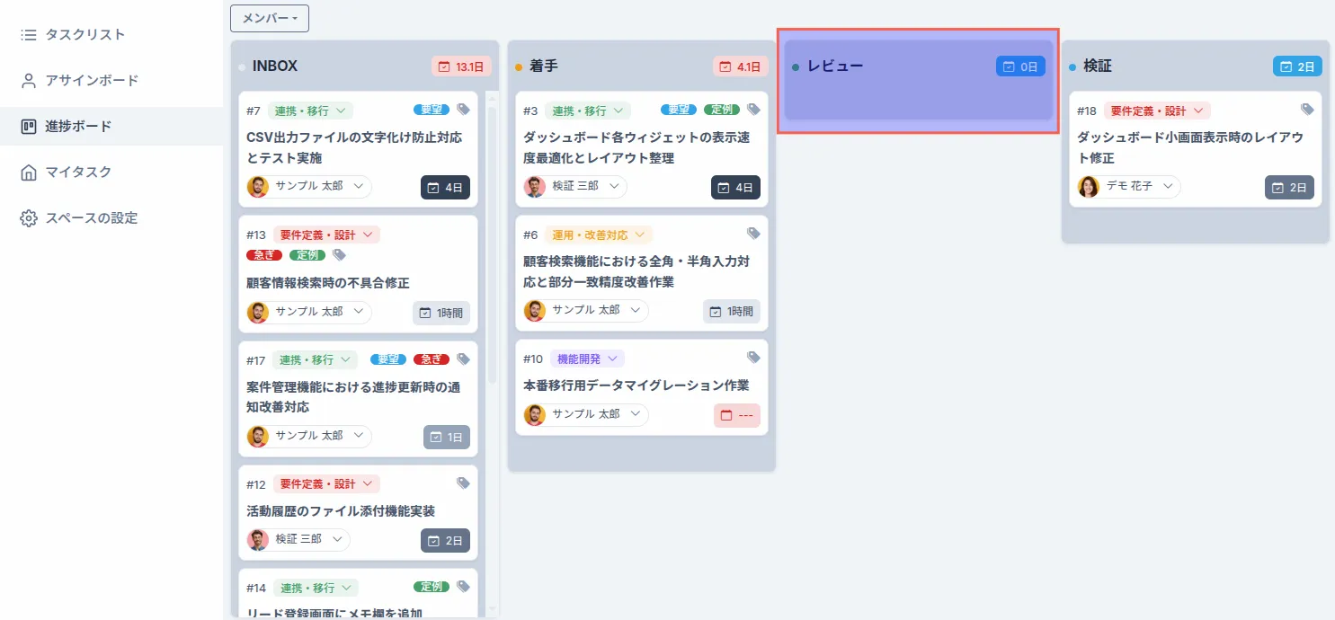 カスタマイズされたステータスの例